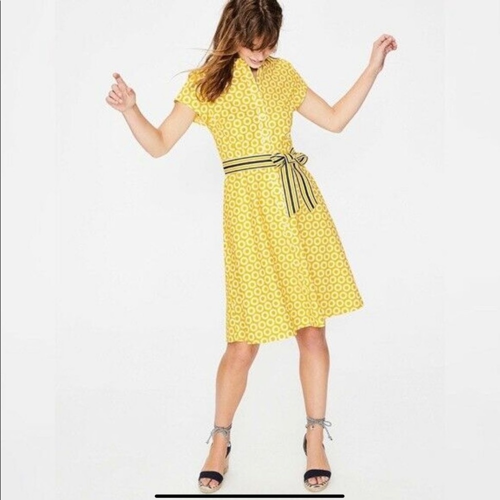 Boden Sophia Short Sleeve Shirtdress Yellow *flaw* Size 2